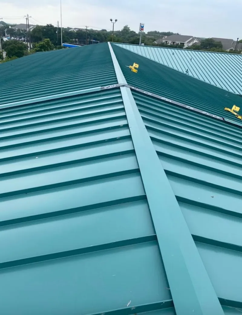 Green commercial metal roof ridge and valley for Metal Roof Repair in Palm Beach